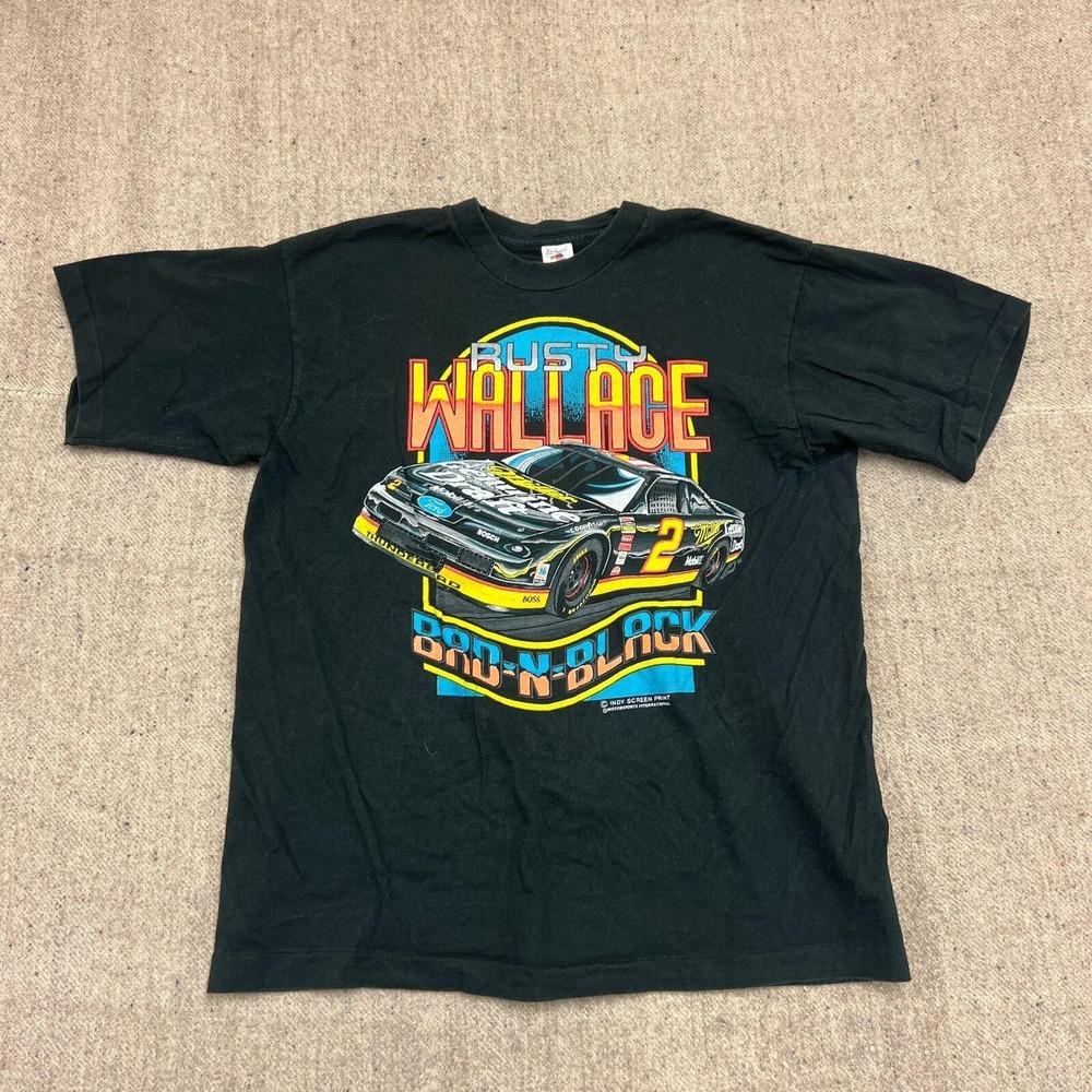 Vintage Rusty Wallace Shirt Mens XL Black 1990s Nascar